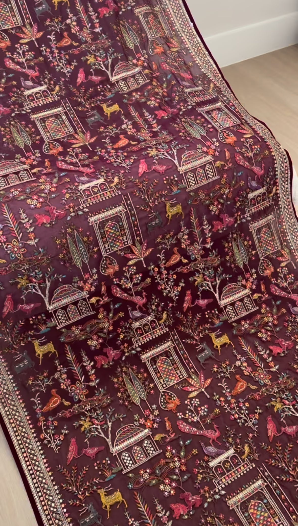 Wildlife Wonders Embroidered Shawl