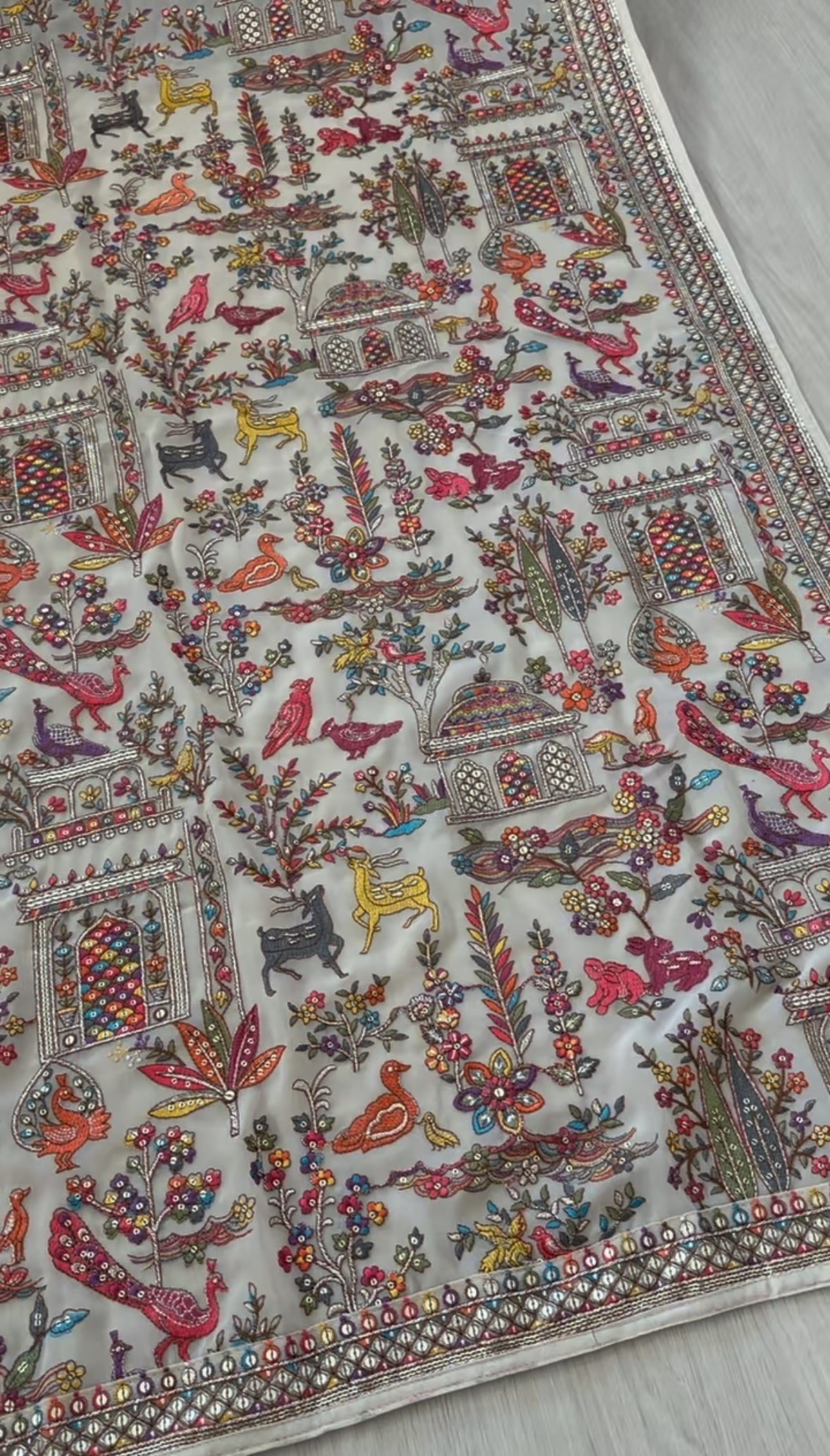 Wildlife Wonders Embroidered Shawl