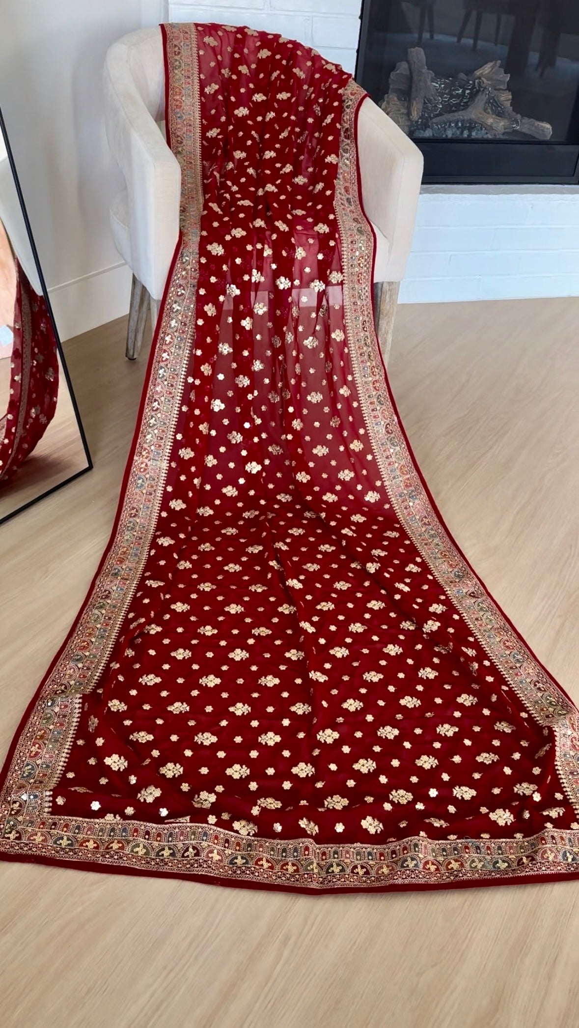Crimson Sparkle Dupatta