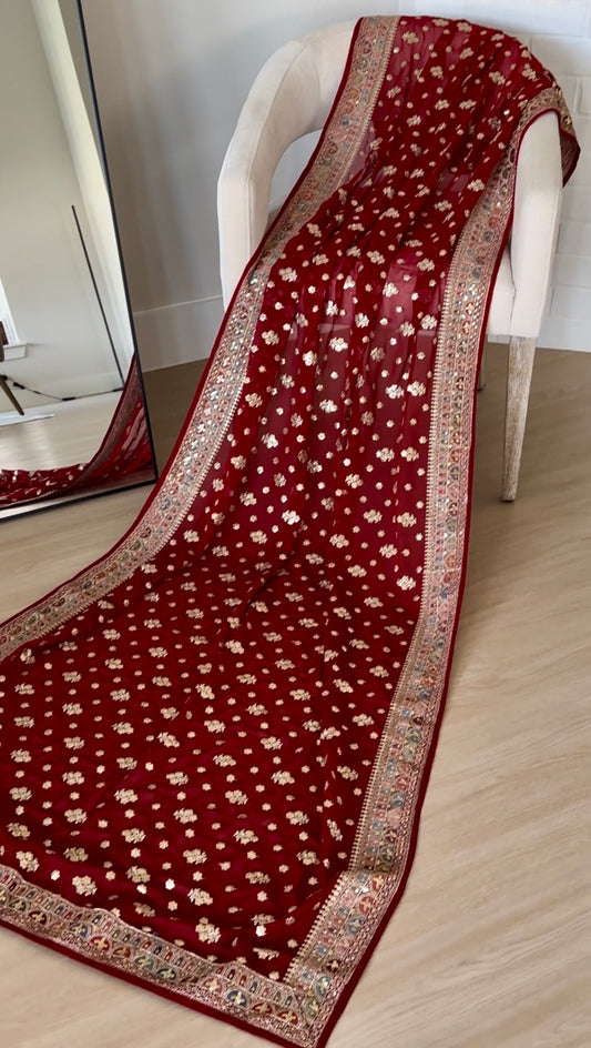 Crimson Sparkle Dupatta