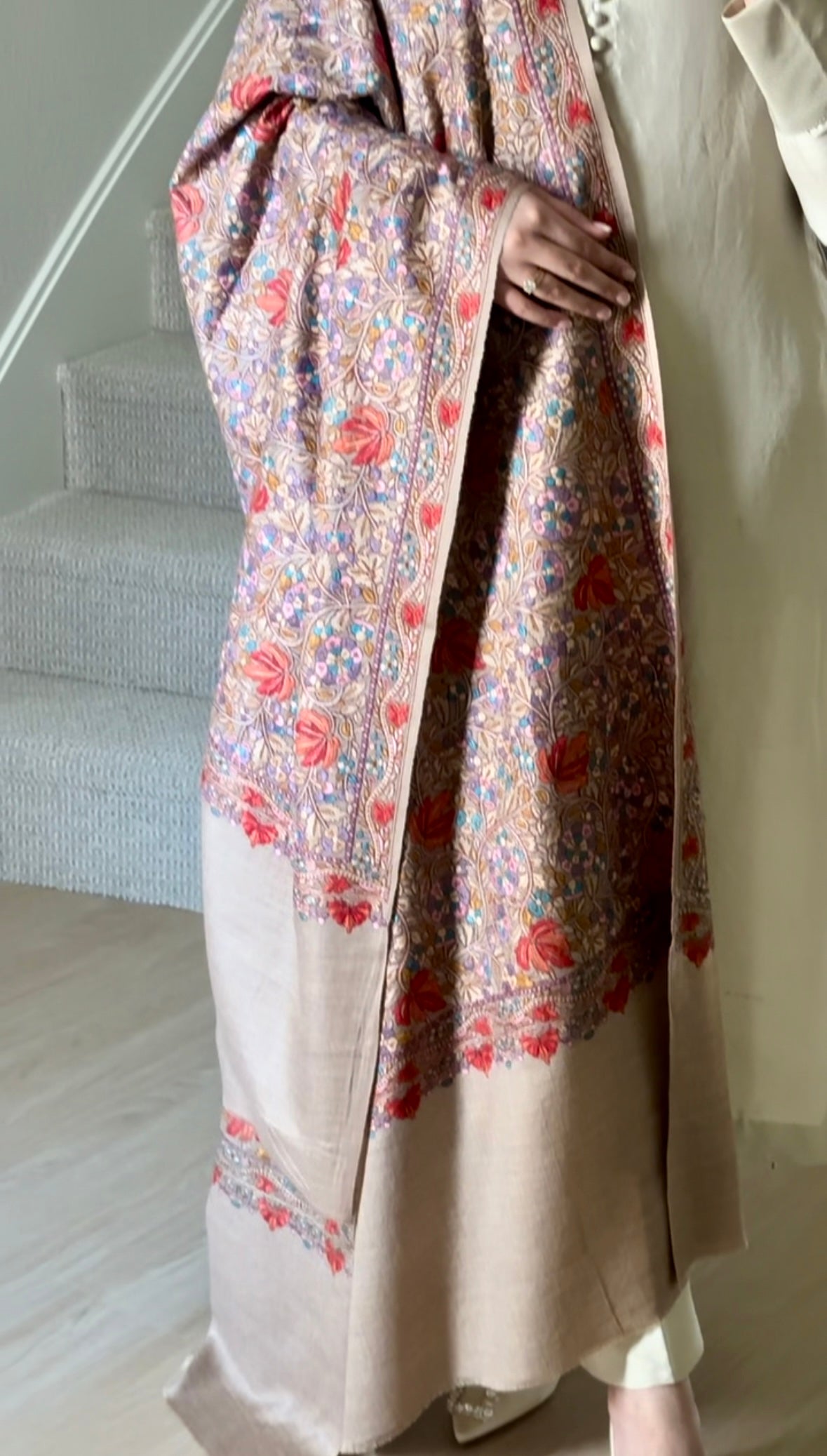 Pure Pashmina Autumn Embroidered Shawl